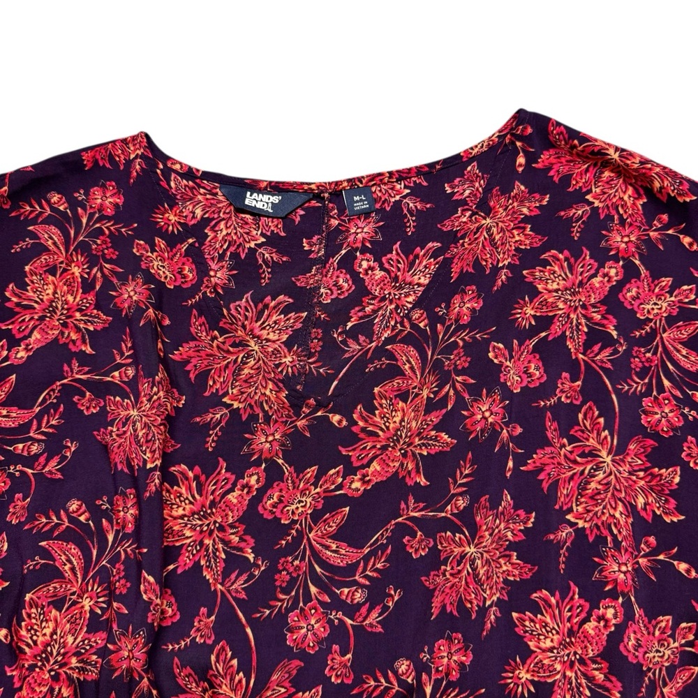 Lands' End Swim Cover-Up Size M/L Modal Floral Pink Purple Beach Lightweight - Picture 6 of 14